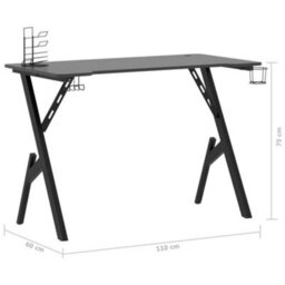 Berkfield Gaming Desk With Y Shape Legs Black 110X60X75 Cm - thumbnail 9