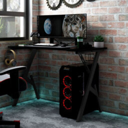 Berkfield Gaming Desk With Y Shape Legs Black 110X60X75 Cm - thumbnail 1