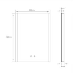 FNX Bathrooms Reims 700X500mm Tunable Led Dimmable Bathroom Mirror With Demister & Diffused Lighting, Ip44 Rated - thumbnail 5