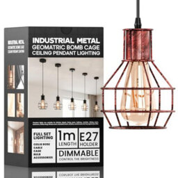 Cage Pendant Ceiling Light,adjustable Hanging Ceiling Lights, Rustic Red Wire Lampshade For Kitchen Bedroom Bar Cafe Hallway