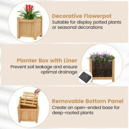 Gainoom 3-In-1 Outdoor Natural Planter Box W/bench 2-Person Outdoor Bench With 2 Side Garden Beds Mini Patio Bench Seat - thumbnail 9