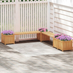 Gainoom 3-In-1 Outdoor Natural Planter Box W/bench 2-Person Outdoor Bench With 2 Side Garden Beds Mini Patio Bench Seat - thumbnail 5