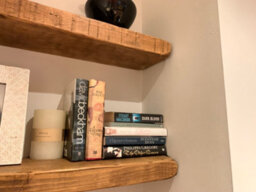 House of Rustic Wooden Floating Shelf Rustic Oak Wall Mounted Solid Wood Industrial Reclaimed Style  (L) 115Cm X (W) 22Cm X 6Cm Thick - thumbnail 5