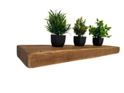 House of Rustic Wooden Floating Shelf Rustic Oak Wall Mounted Solid Wood Industrial Reclaimed Style  (L) 115Cm X (W) 22Cm X 6Cm Thick