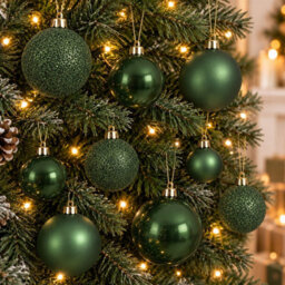 Decoris 60 Pine Green Baubles Shatterproof Christmas Tree Hanging Decor - thumbnail 1