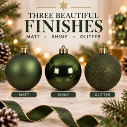 Decoris 60 Pine Green Baubles Shatterproof Christmas Tree Hanging Decor - thumbnail 3