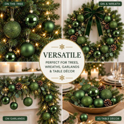 Decoris 60 Pine Green Baubles Shatterproof Christmas Tree Hanging Decor - thumbnail 8