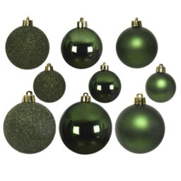 Decoris 60 Pine Green Baubles Shatterproof Christmas Tree Hanging Decor - thumbnail 9
