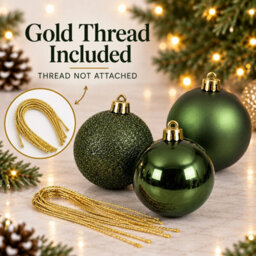 Decoris 60 Pine Green Baubles Shatterproof Christmas Tree Hanging Decor - thumbnail 6
