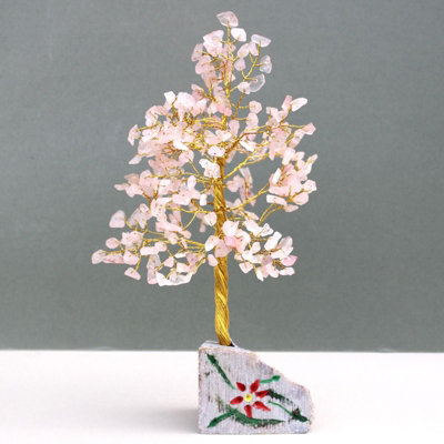 Serenityy Rose Quartz Gemstone Tree - 320-Stone Decorative Figurine, Pink, 400G - image 1