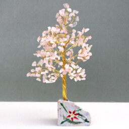 Serenityy Rose Quartz Gemstone Tree - 320-Stone Decorative Figurine, Pink, 400G - thumbnail 1