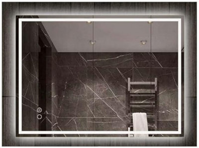 Biznest Led Lighted Bathroom Wall Mirror 3 Color Light Touch Switch With Fog Pad Home Décor (60X80 Cm Rectangle Style L8037)