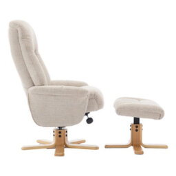 Morris Living The Paris Swivel Recliner Chair & Footstool In Lille Sand Fabric - thumbnail 5