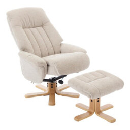 Morris Living The Paris Swivel Recliner Chair & Footstool In Lille Sand Fabric - thumbnail 4