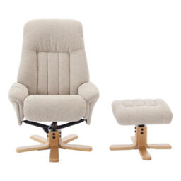 Morris Living The Paris Swivel Recliner Chair & Footstool In Lille Sand Fabric - thumbnail 2
