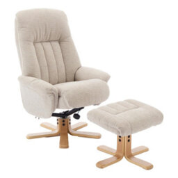 Morris Living The Paris Swivel Recliner Chair & Footstool In Lille Sand Fabric