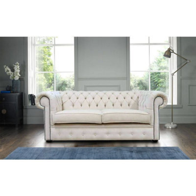 Chesterfield Handmade 3 Seater Sofa Settee Pimlico Cream Fabric In Classic Style - image 1