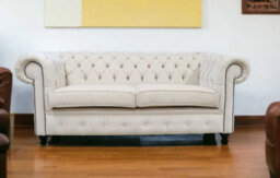 Chesterfield Handmade 3 Seater Sofa Settee Pimlico Cream Fabric In Classic Style - thumbnail 4