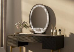 Contemporary Hotel 3 Drawer Dressing Table With Mirror In Black And Gold