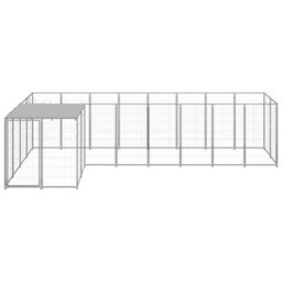 Berkfield Durable Dog Kennel Silver 6.05 M2 Steel