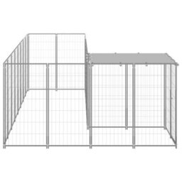 Berkfield Durable Dog Kennel Silver 6.05 M2 Steel - thumbnail 3