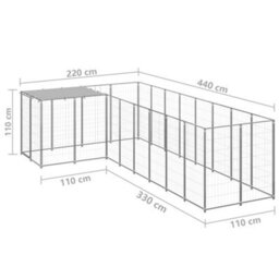 Berkfield Durable Dog Kennel Silver 6.05 M2 Steel - thumbnail 6