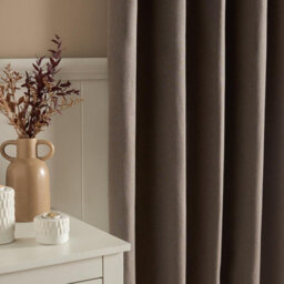 "Ohs Woven Texture Pair Of Eyelet Curtains, Mink - 90 X 90""" - thumbnail 3