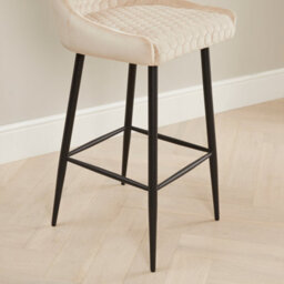 The Furniture Market Paloma Champagne Velvet 4 X Bar Stool 76Cm Seat Height Honeycomb Stitch Wing Back Design Black Metal Legs Modern Style Upholstered - thumbnail 6