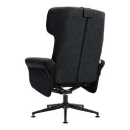 Living And Home Armchair Set Black Faux Leather Upholstered Swivel Seat Armchair Recliner Chair Sofa Chair With Footstool - thumbnail 4