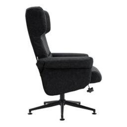 Living And Home Armchair Set Black Faux Leather Upholstered Swivel Seat Armchair Recliner Chair Sofa Chair With Footstool - thumbnail 3