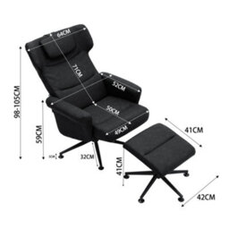 Living And Home Armchair Set Black Faux Leather Upholstered Swivel Seat Armchair Recliner Chair Sofa Chair With Footstool - thumbnail 2