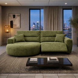 Furnishings For Less UK Denton Green Left Hand Electric Recliner Chaise Sofa Chenille Fabric - thumbnail 4