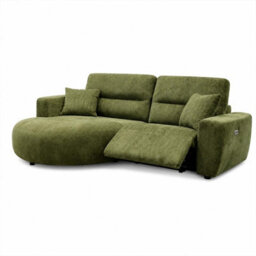 Furnishings For Less UK Denton Green Left Hand Electric Recliner Chaise Sofa Chenille Fabric