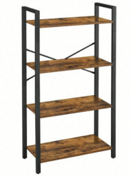 LEDREM 4-Tier Storage Shelf, Freestanding Bookcase For Home Office, Living Room, Industrial, Rustic Brown And Black - thumbnail 5