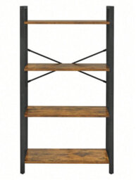 LEDREM 4-Tier Storage Shelf, Freestanding Bookcase For Home Office, Living Room, Industrial, Rustic Brown And Black - thumbnail 4