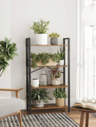 LEDREM 4-Tier Storage Shelf, Freestanding Bookcase For Home Office, Living Room, Industrial, Rustic Brown And Black - thumbnail 3