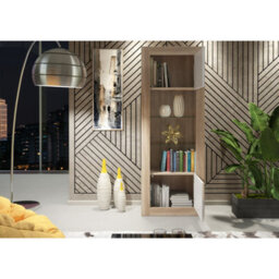 Creative Furniture Illume Display Cabinet 170Cm - Oak & White Gloss Doors - thumbnail 3
