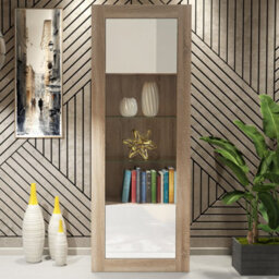 Creative Furniture Illume Display Cabinet 170Cm - Oak & White Gloss Doors
