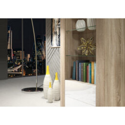 Creative Furniture Illume Display Cabinet 170Cm - Oak & White Gloss Doors - thumbnail 4
