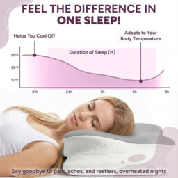 Zuvo Cervical Memory Foam Pillow For Neck And Shoulder Support Orthopaedic Contour Design Ideal For Side And Back Sleepers - thumbnail 6