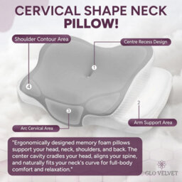 Zuvo Cervical Memory Foam Pillow For Neck And Shoulder Support Orthopaedic Contour Design Ideal For Side And Back Sleepers - thumbnail 3