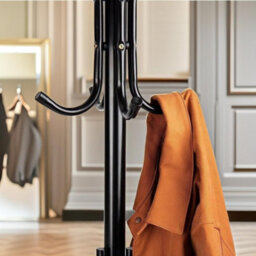 Pirlo Plush Metal Coat Stand With 12 Hooks Black - thumbnail 4