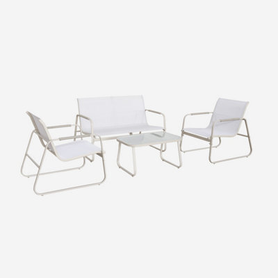 Sweeek - 4-Seater Steel Garden Sofa Set Beige 78X122X39 Cm