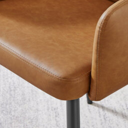 Furniturebox Set Of 2 Dining Chairs - Calla Premium Dining Chairs - Tan Faux Leather Black Leg Dining Chairs - Kitchen Dining Room Chairs - thumbnail 8