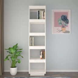 Berkfield Book Cabinet/room Divider White 40X35X167 Cm Solid Wood Pine - thumbnail 3