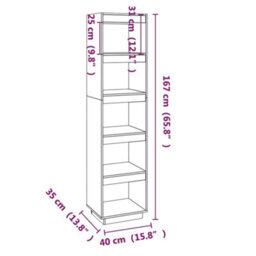Berkfield Book Cabinet/room Divider White 40X35X167 Cm Solid Wood Pine - thumbnail 8