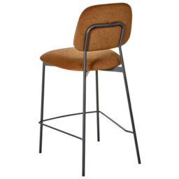 Wyld And Coco Lux Velvet Bar Chairs Set Of 2, Golden Brown Velvet Upholstery, Black Iron Frame - thumbnail 6