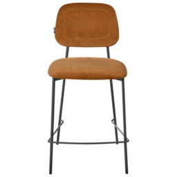 Wyld And Coco Lux Velvet Bar Chairs Set Of 2, Golden Brown Velvet Upholstery, Black Iron Frame - thumbnail 5