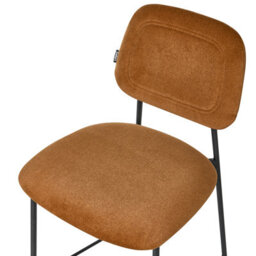 Wyld And Coco Lux Velvet Bar Chairs Set Of 2, Golden Brown Velvet Upholstery, Black Iron Frame - thumbnail 7