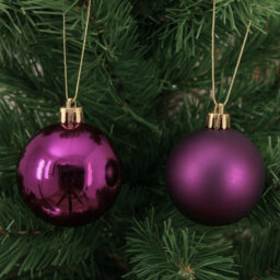 Decoris 4X 12 Fig Purple Christmas Tree Baubles Shatterproof Hanging Decorations 6Cm Round - thumbnail 3